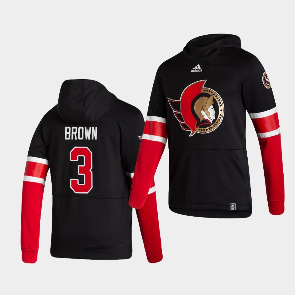 Men Ottawa Senators #3 Brown Black NHL 2021 Adidas Pullover Hoodie Jersey->montreal canadiens->NHL Jersey